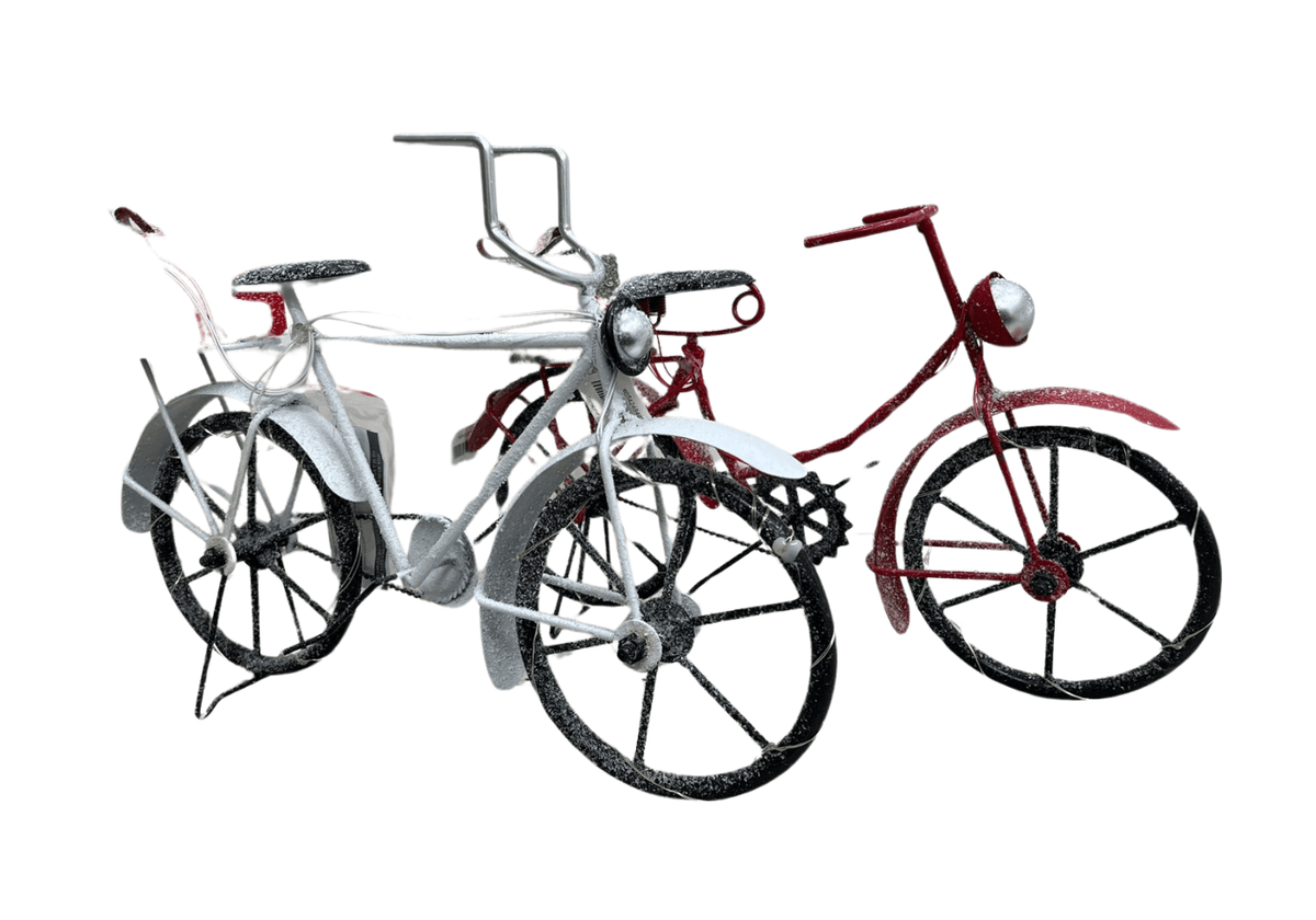 Bicicleta Retro Iluminada con Regalos – Rojo y Blanco