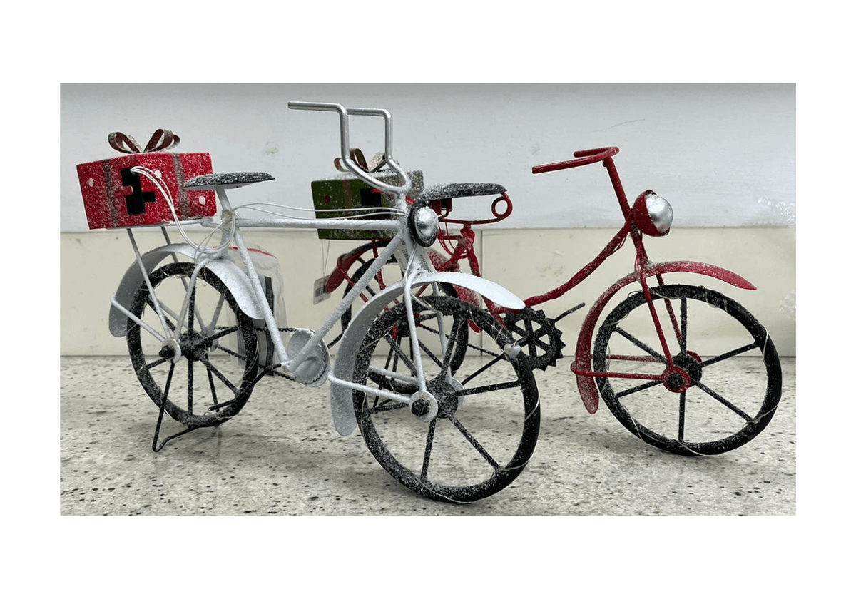 Bicicleta Retro Iluminada con Regalos – Rojo y Blanco