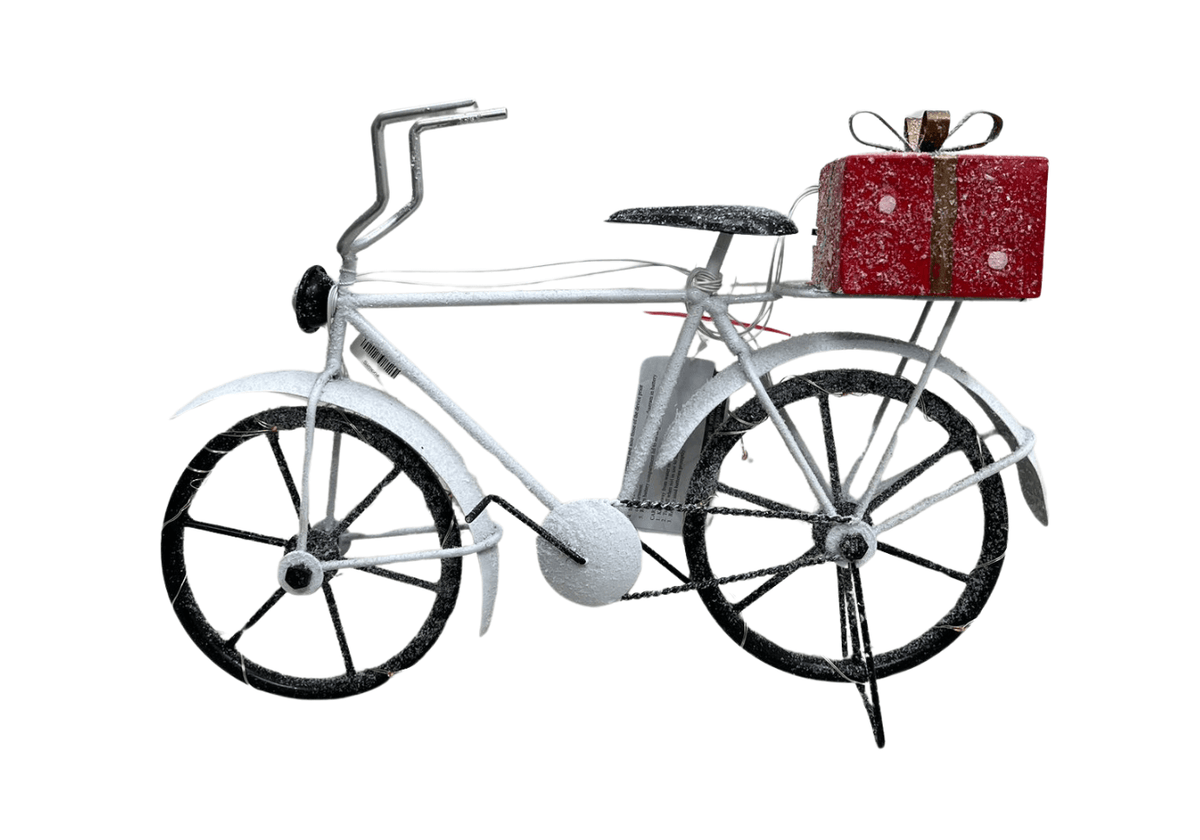 Bicicleta Retro Iluminada con Regalos – Rojo y Blanco
