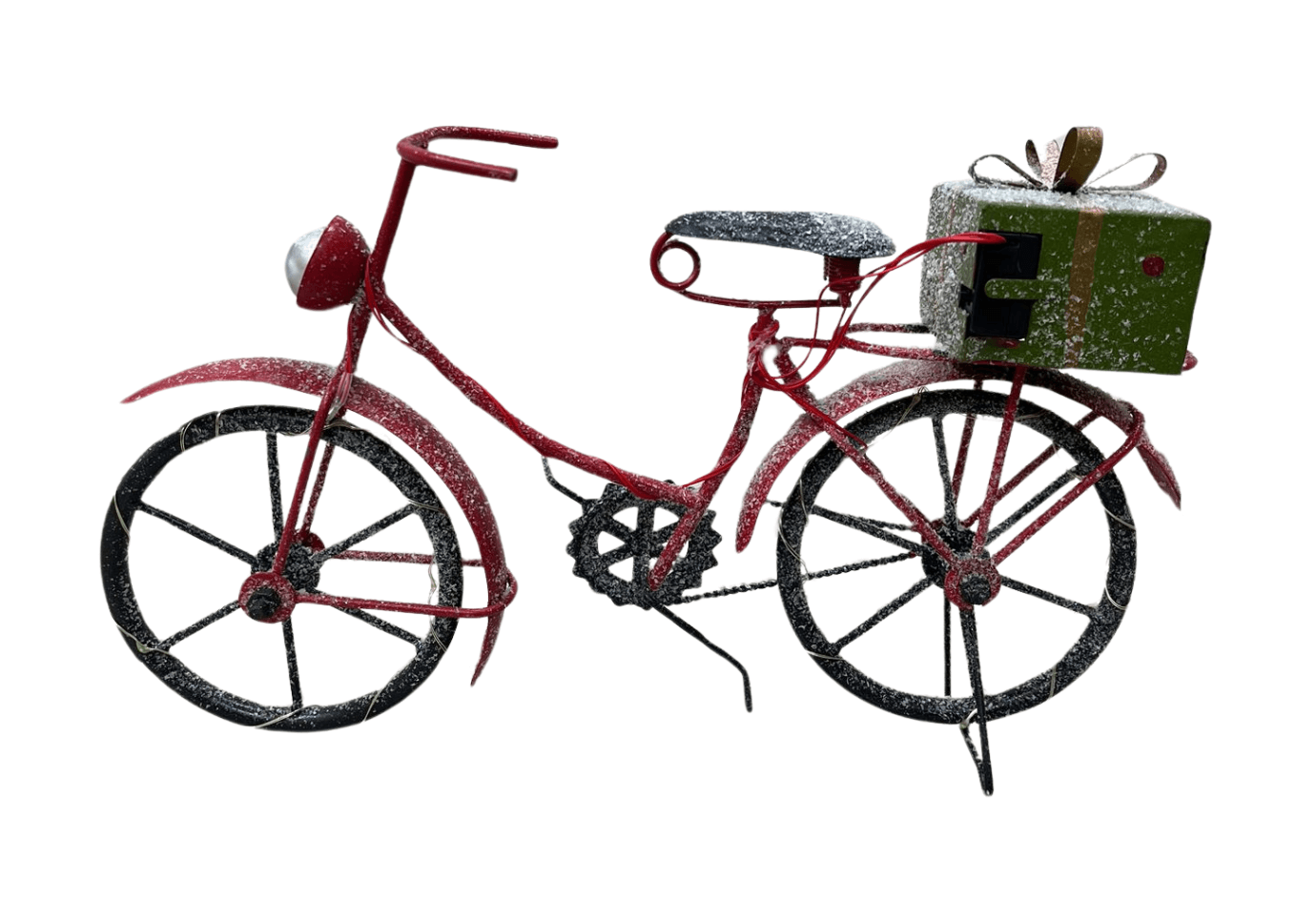 Bicicleta Retro Iluminada con Regalos – Rojo y Blanco