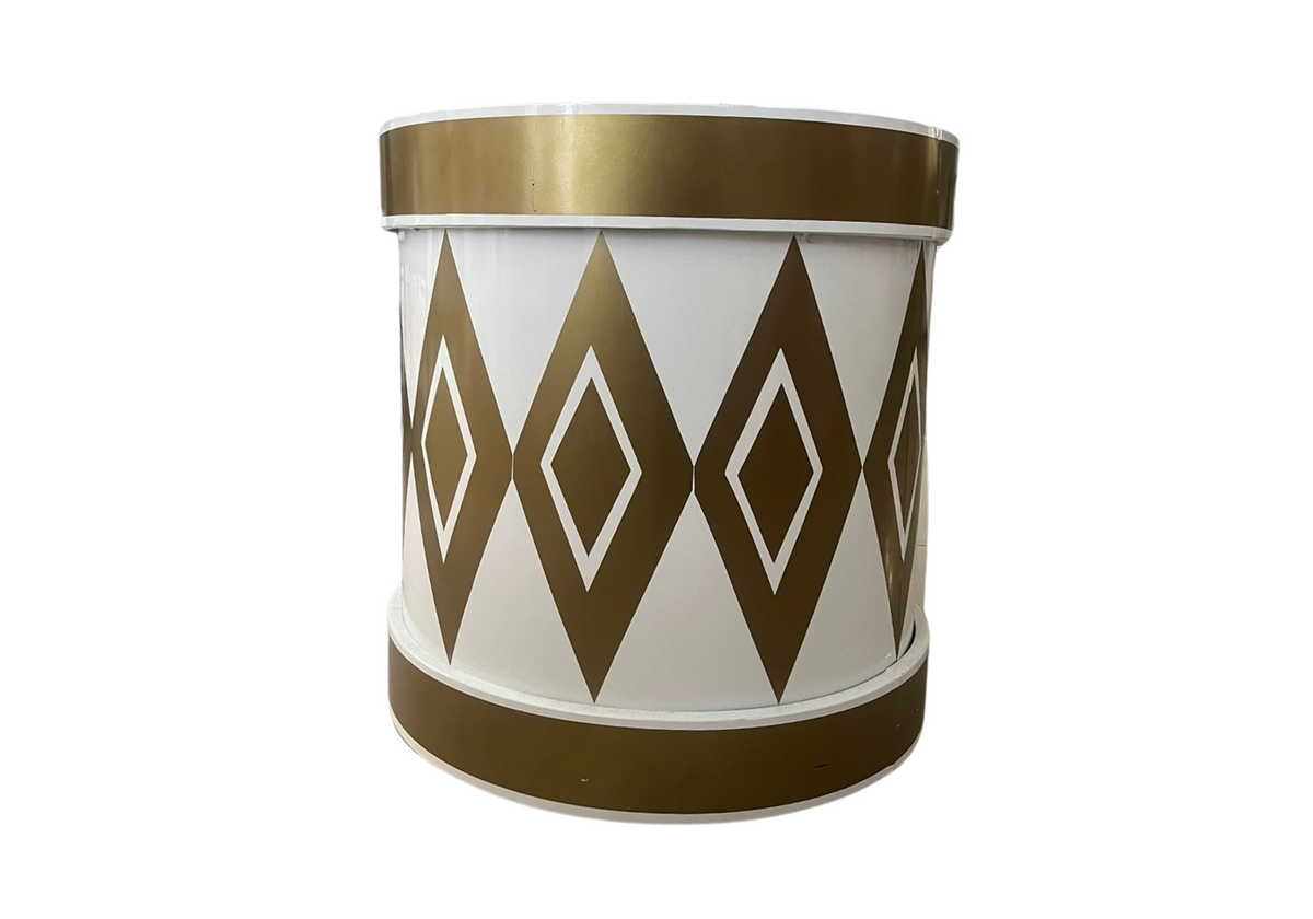Tambor Grande de Metal Sin Luz Blanco con Dorado, 50x60 cm - Simone