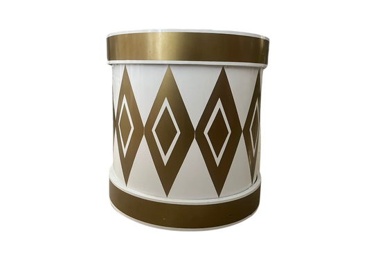 Tambor Grande de Metal Sin Luz Blanco con Dorado, 50x60 cm - Simone