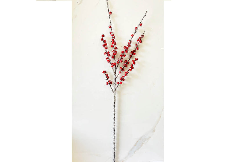 Rama Berries Rojas con Hielo 120 cm
