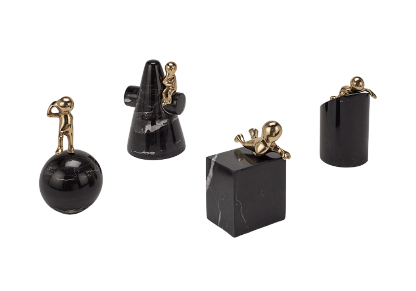 Figura de Latón Color Dorado en Base de Mármol Negro