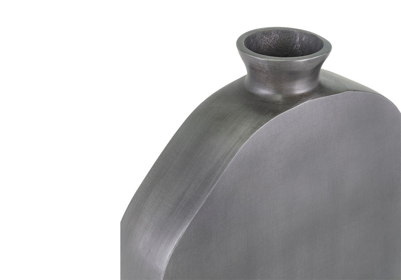 Florero de Aluminio Gris Plano Irregular Cuello Botella