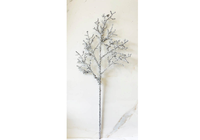 Rama Glitter Plateado con Hielo 84 cm