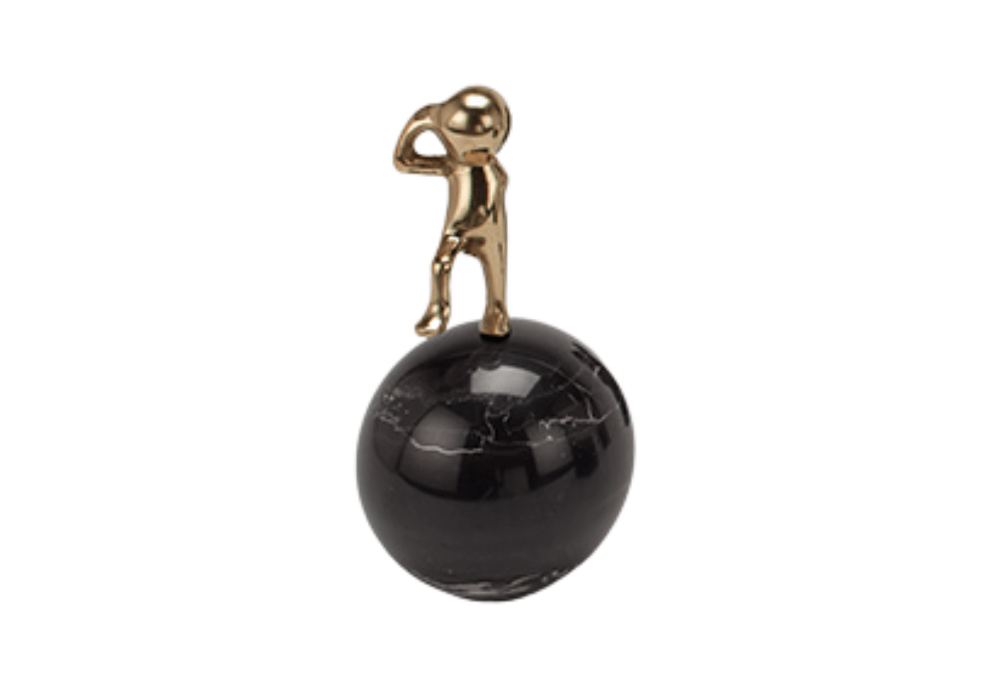 Figura de Latón Color Dorado en Base de Mármol Negro