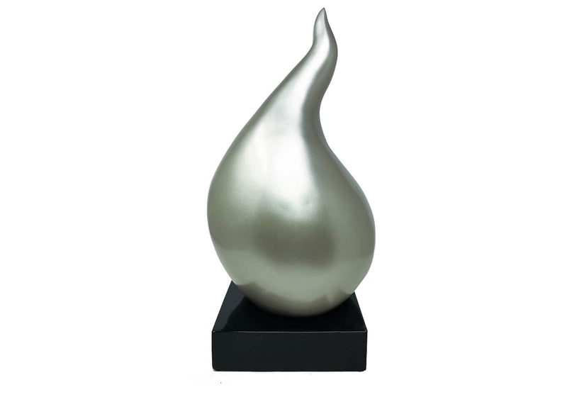 Escultura Gota Plata Base Negra