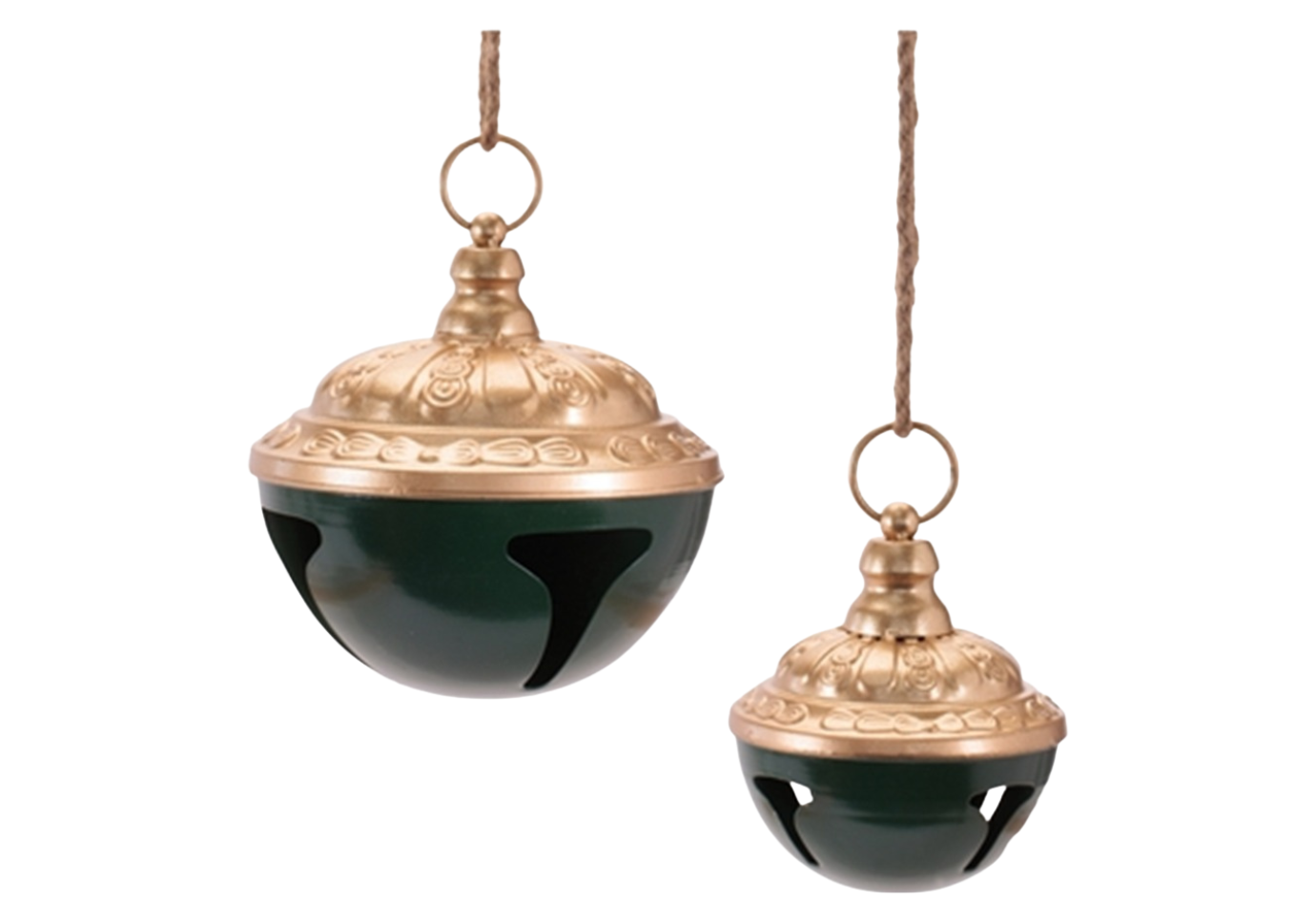 Esfera Cascabel de metal Verde con Dorado