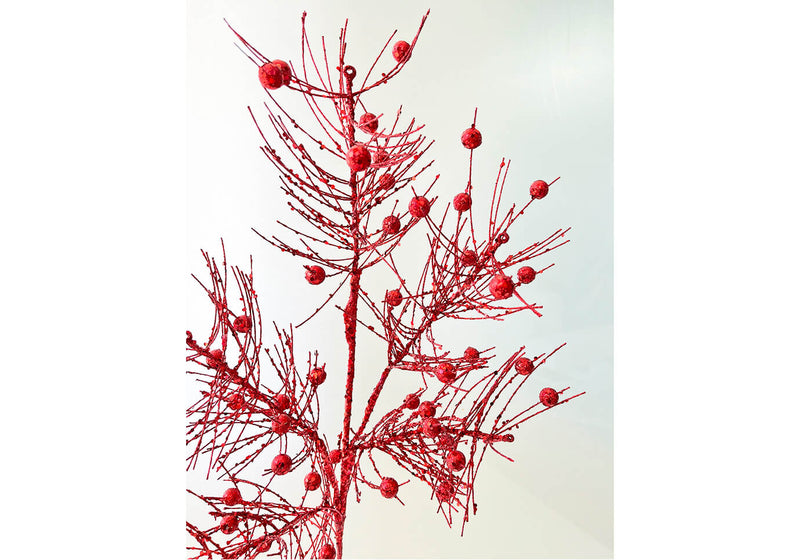 Rama Pino Glitter Rojo Bolitas 84 cm