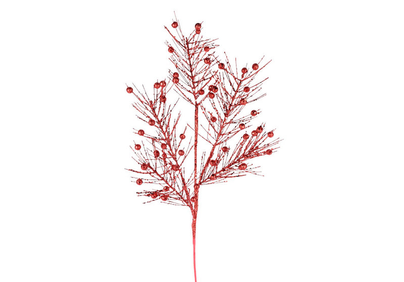Rama Pino Glitter Rojo Bolitas 84 cm