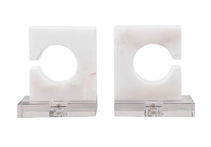 Sujetalibro Mármol Blanco y Cristal