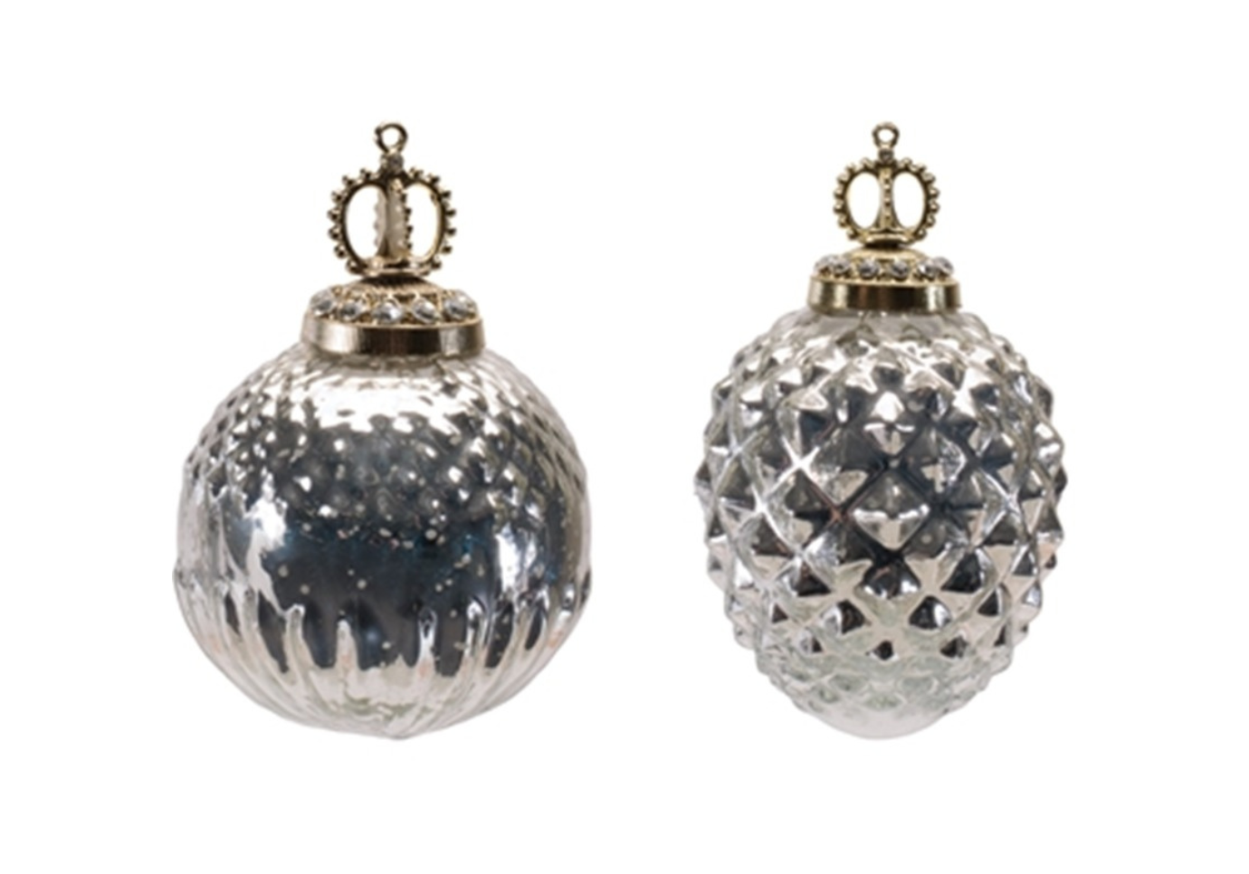 Esfera de Vidrio Plateado con Coronita Dorada