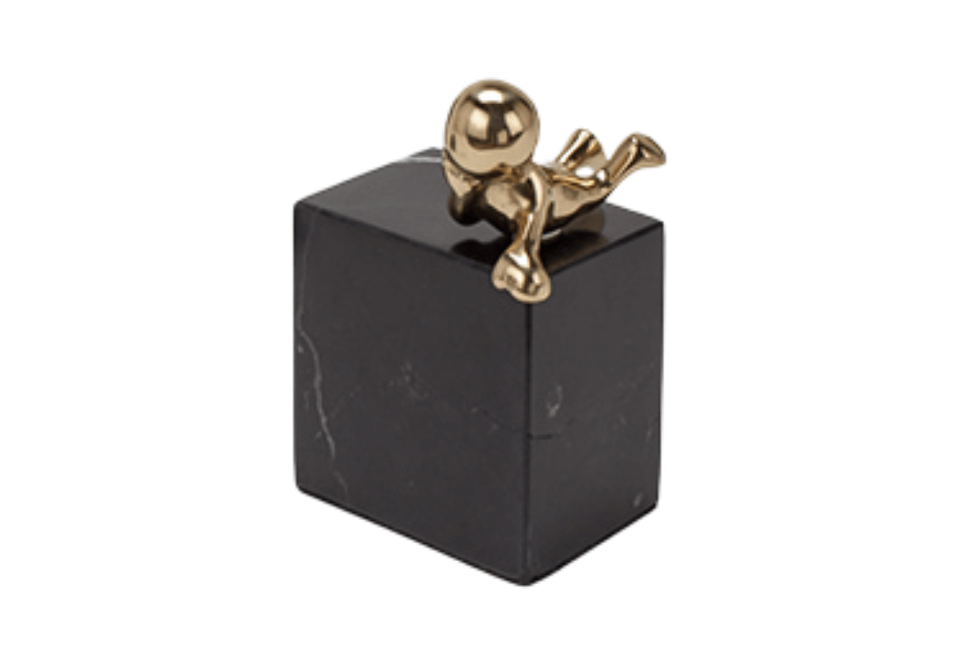 Figura de Latón Color Dorado en Base de Mármol Negro