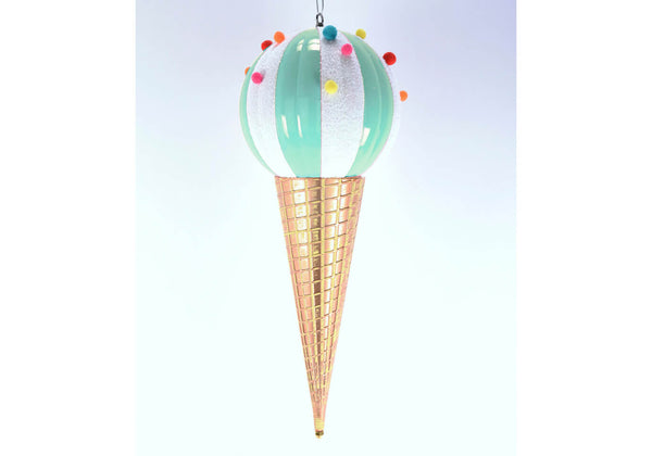Cono Helado Blanco y Verde Menta 66 cm