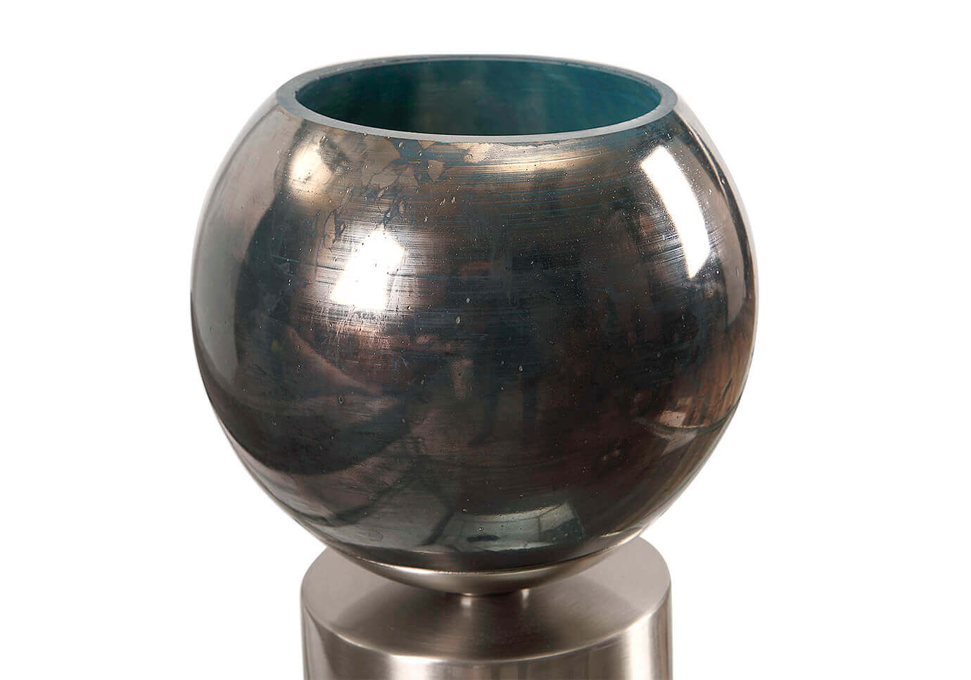 Candelabro Base Cilindro Metal con Bombilla de Cristal Azul