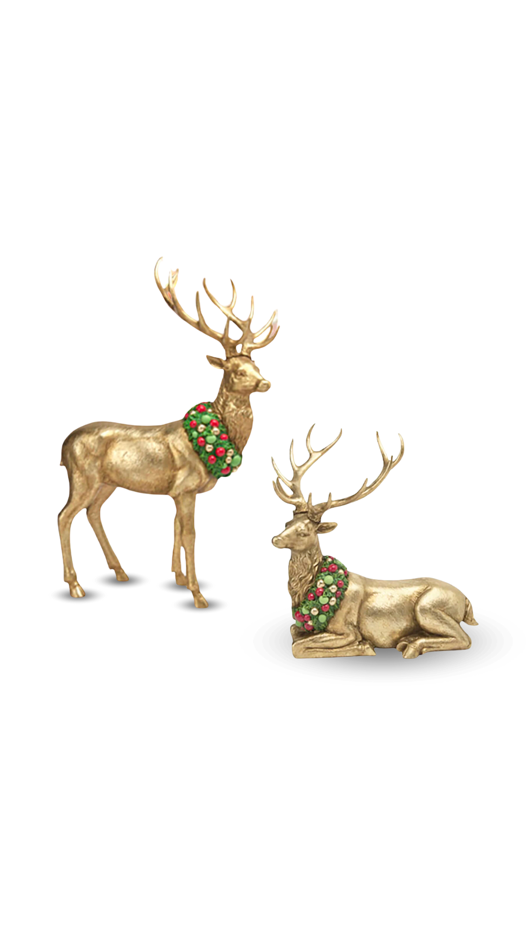 Venado dorado con glitter y corona alrededor de cuello