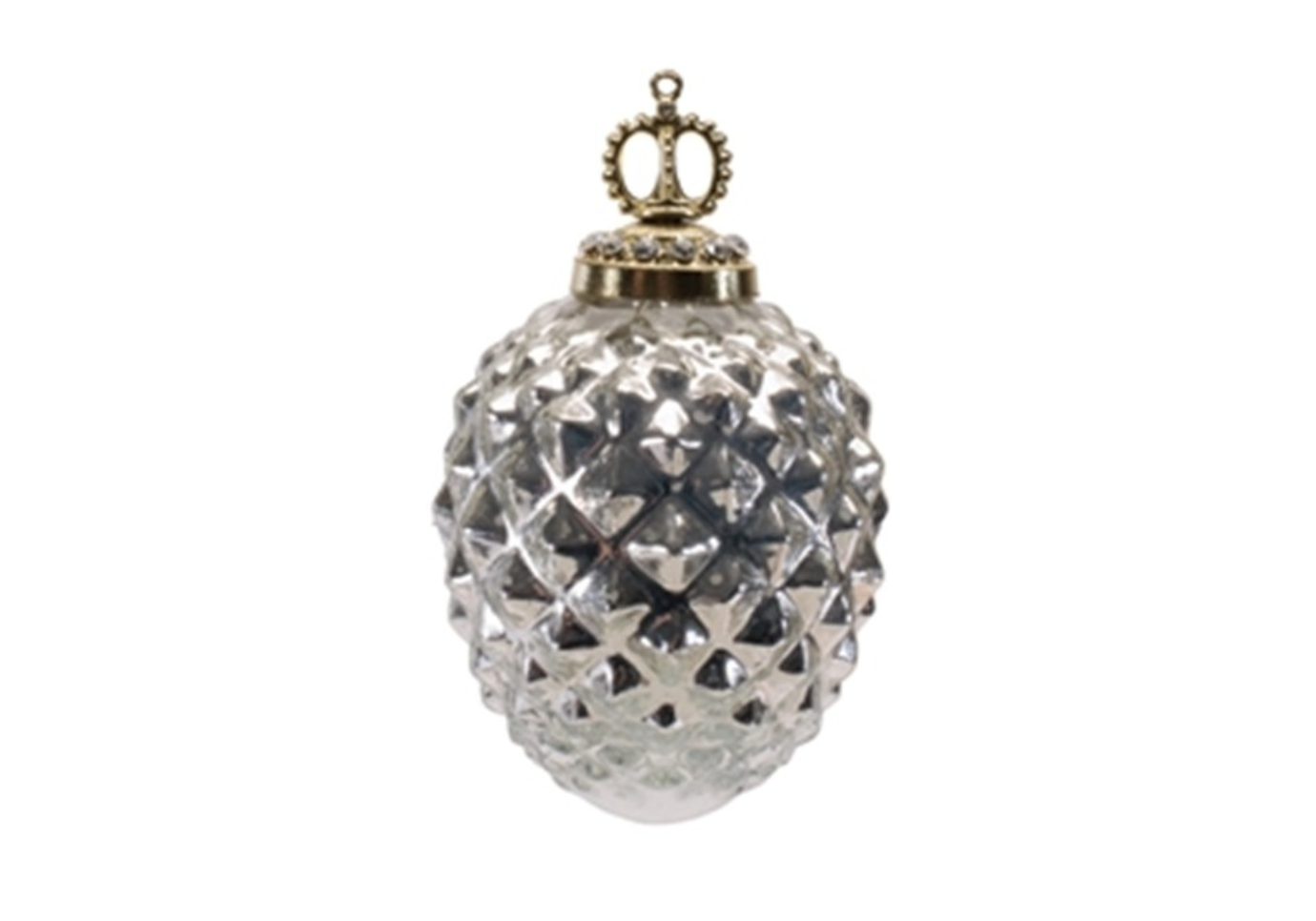 Esfera de Vidrio Plateado con Coronita Dorada