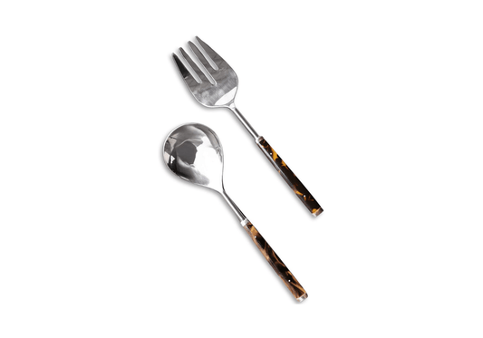 Set de 2 Cuchara y Tenedor Mango Ámbar con Café,