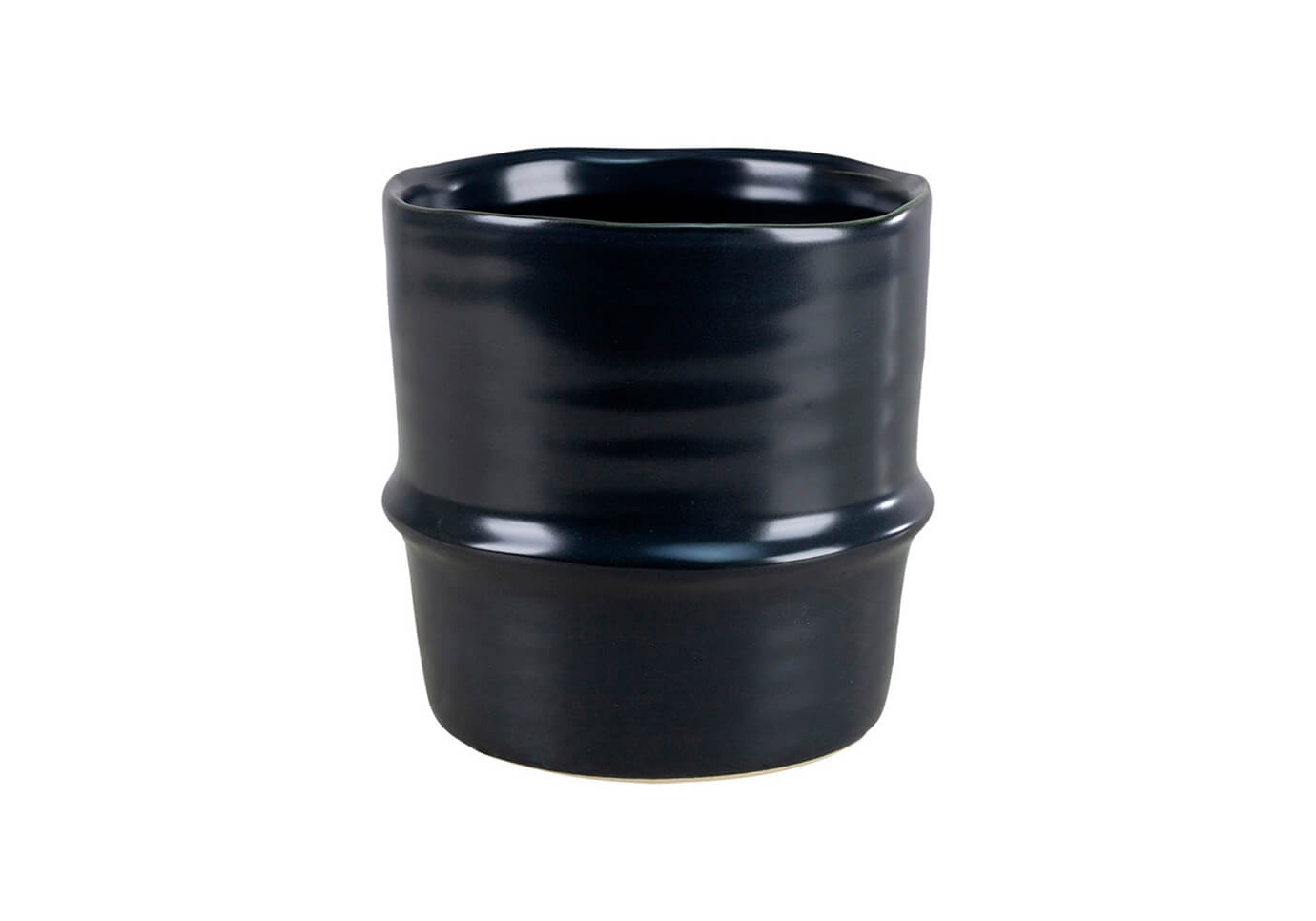 Maceta Cerámica Negro Linea Resaltada