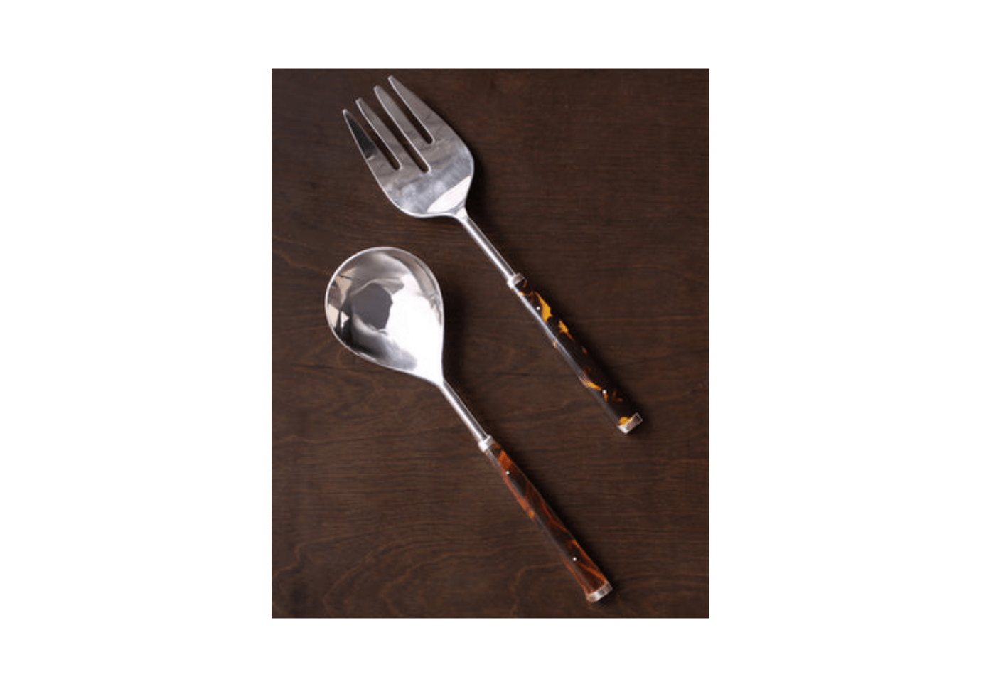 Set de 2 Cuchara y Tenedor Mango Ámbar con Café,