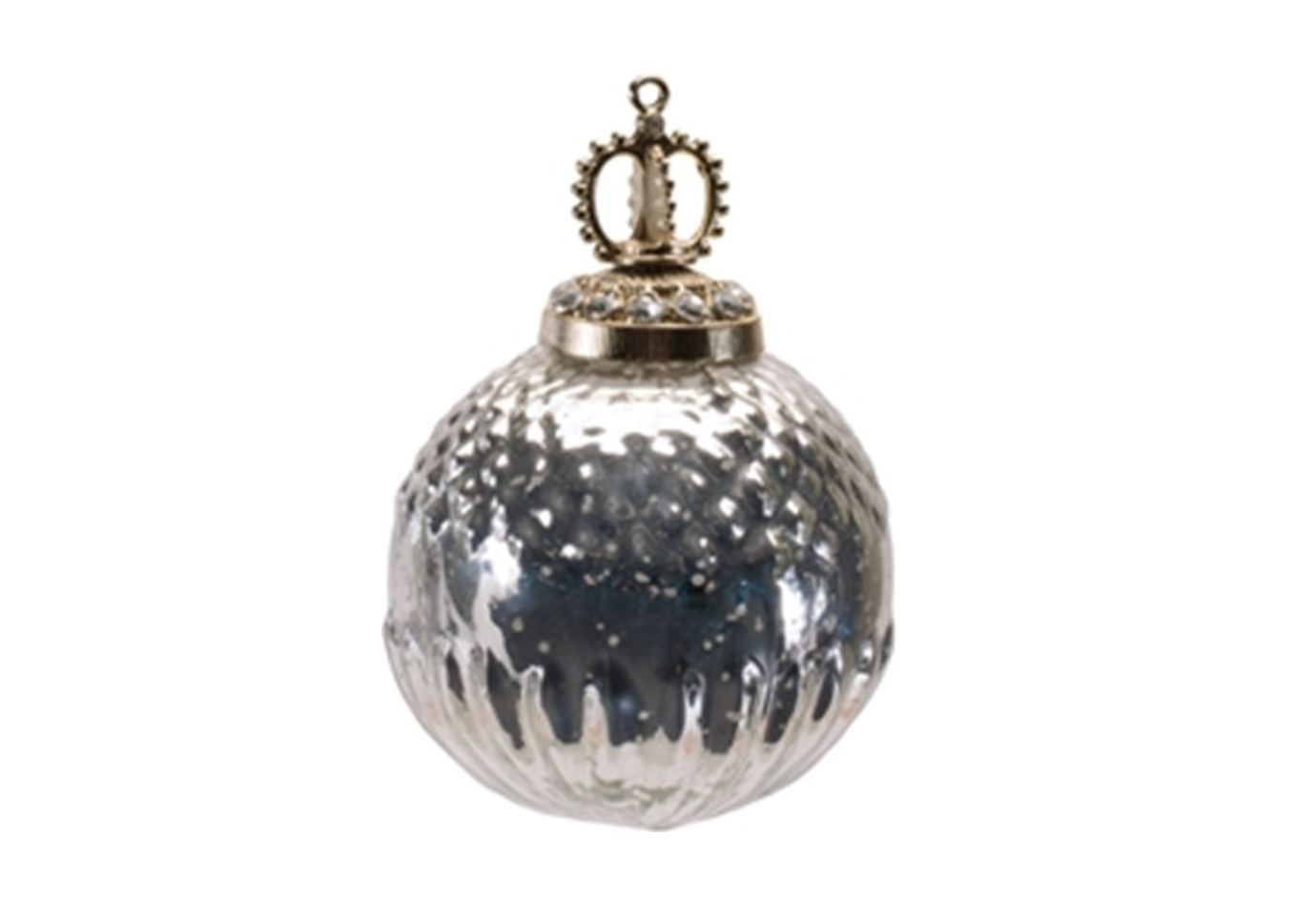 Esfera de Vidrio Plateado con Coronita Dorada