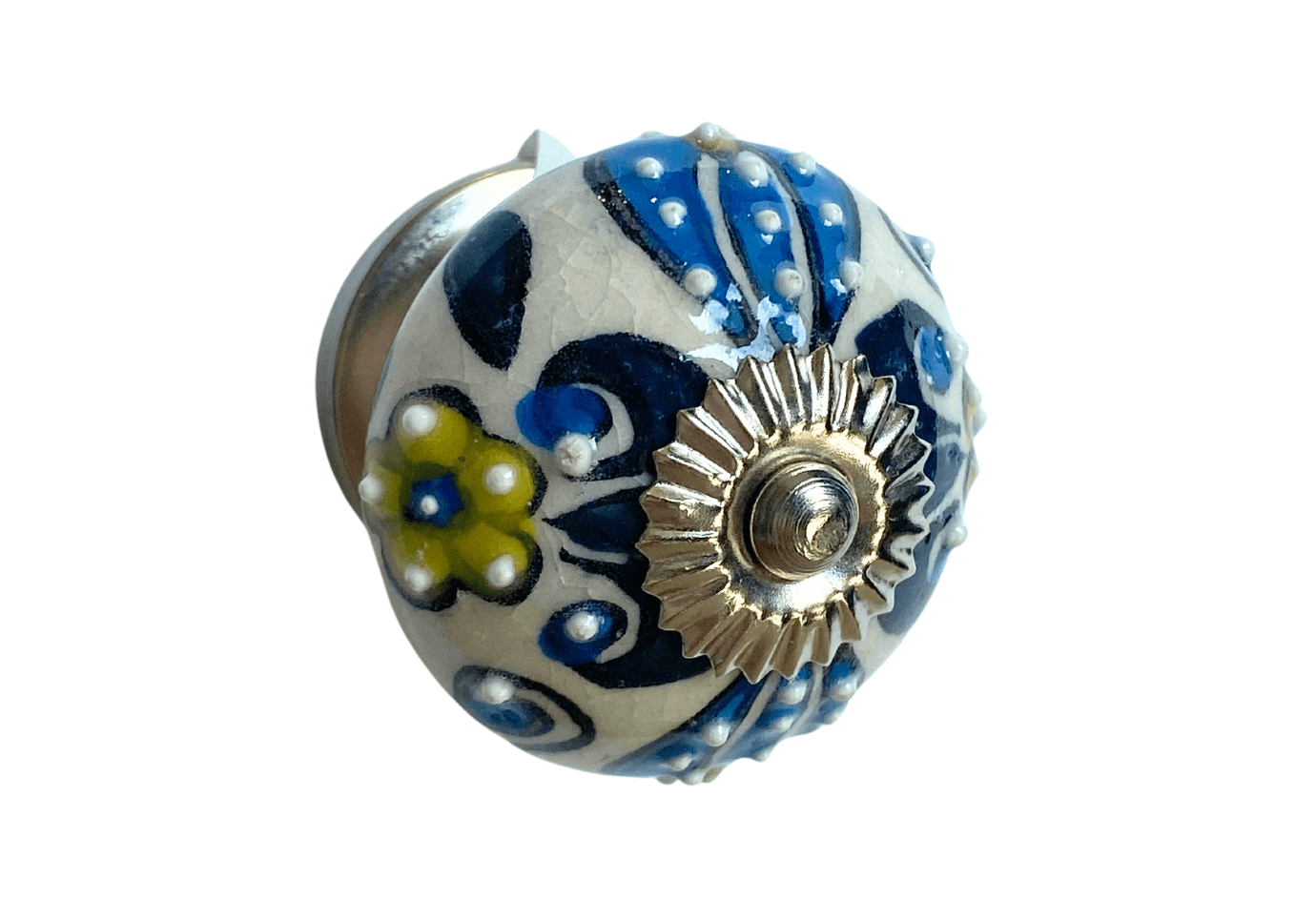 Jaladera Esfera Cerámica Floral Azul y Verde