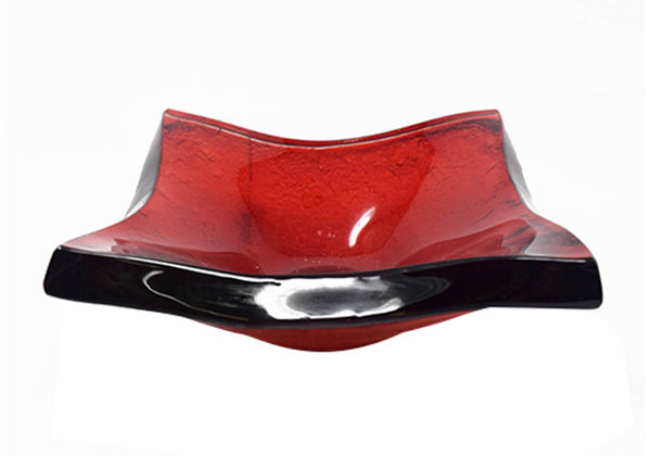 Portavela Cuadrada de Cristal Brasileño Rojo