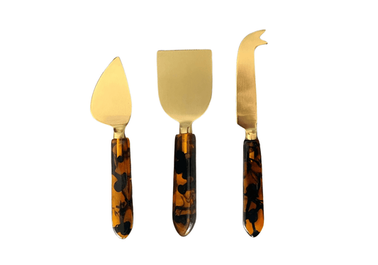 Set de 3 Cuchillos Mango Ámbar con Café