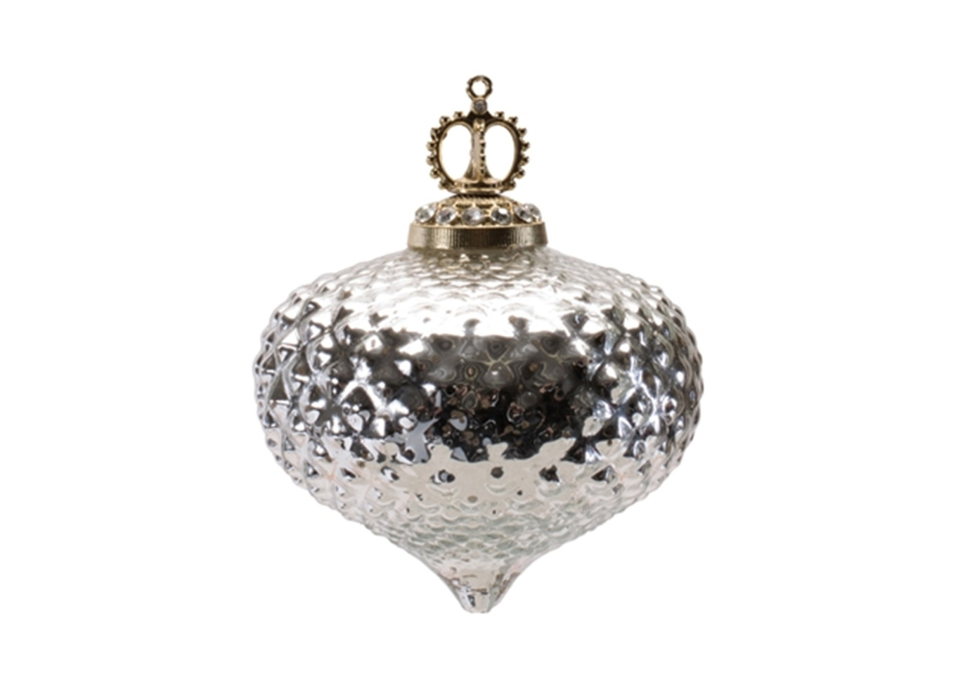 Esfera de Vidrio Plateado con Coronita Dorada