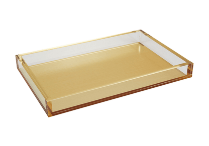 Charola de Acrílico Transparente con Fondo Dorado