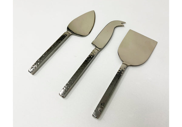 Cuchillo de Metal Plateado para Quesos - Set de 3