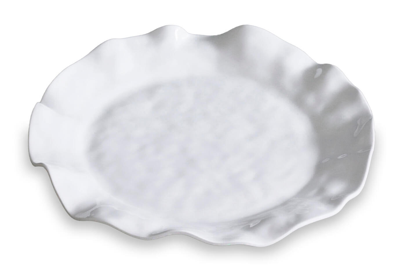 Plato Redondo Melamina Blanco Borde Ondulado