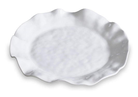 Plato Redondo Melamina Blanco Borde Ondulado