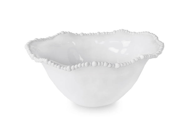Bowl de Melamina Blanco Borde Perlado- Grande