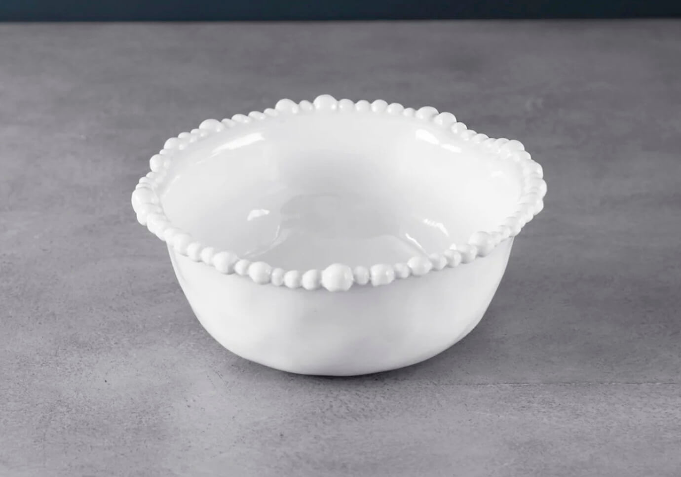 Bowl Redondo Melamina Blanco Borde Perlado