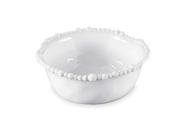 Bowl Redondo Melamina Blanco Borde Perlado