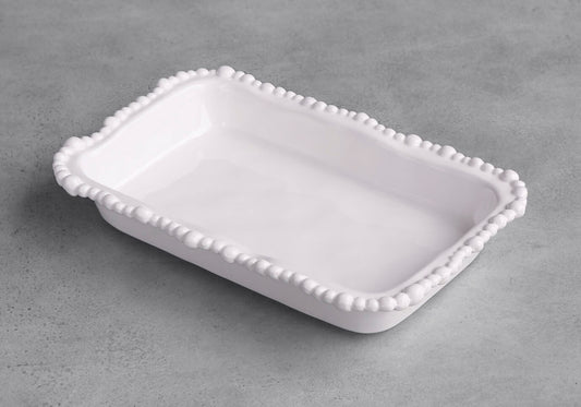 Servilletero Rectangular Melamina Blanco Borde Perlado