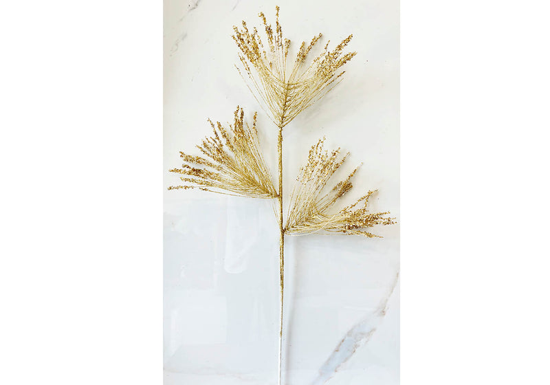 Rama Cepillo Dorada Puntas Lentejuelas 81 cm