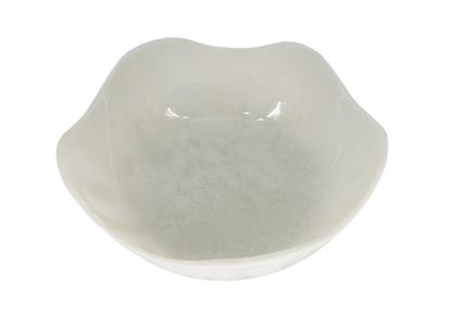 Bowl Redondo de Resina Blanca con Borde Ondulado