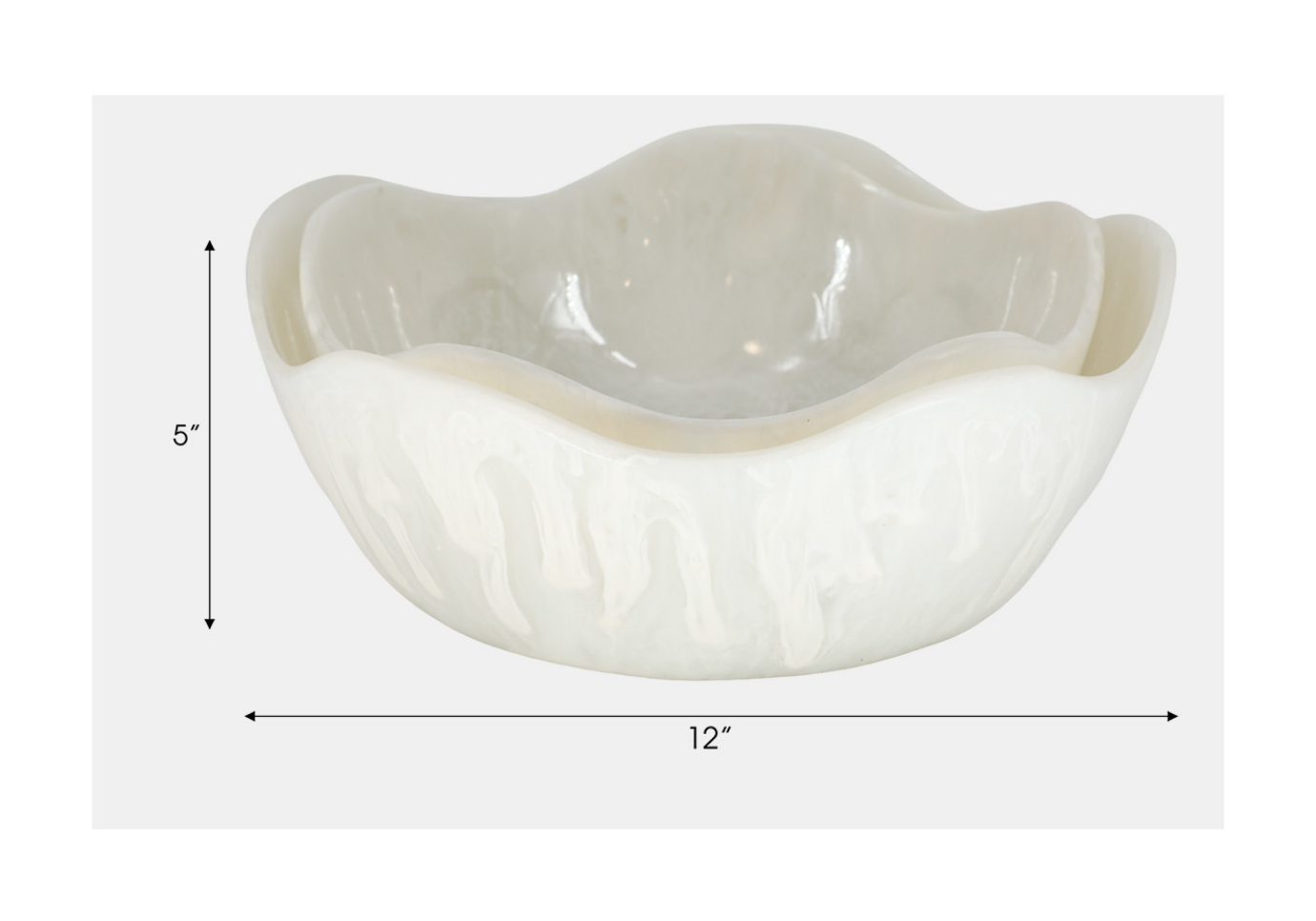 Bowl Redondo de Resina Blanca con Borde Ondulado
