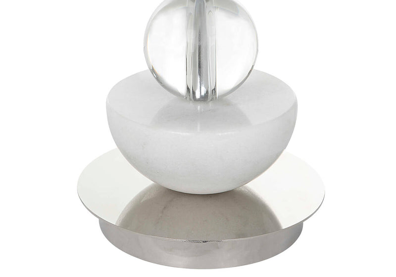 Lampara de Mesa Equilibrio Piedra, Cristal y Acero