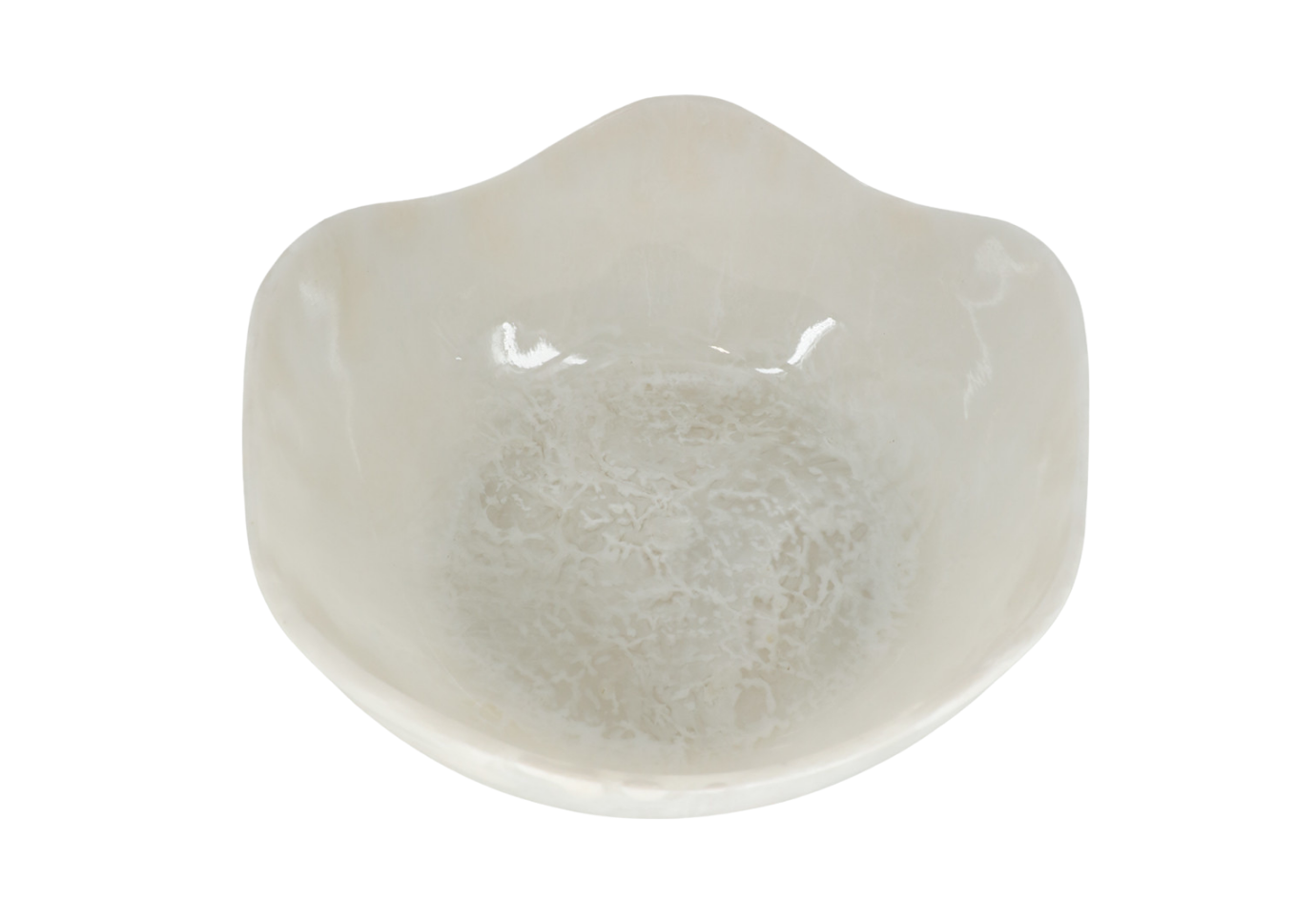 Bowl Redondo de Resina Blanca con Borde Ondulado