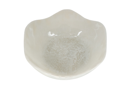 Bowl Redondo de Resina Blanca con Borde Ondulado