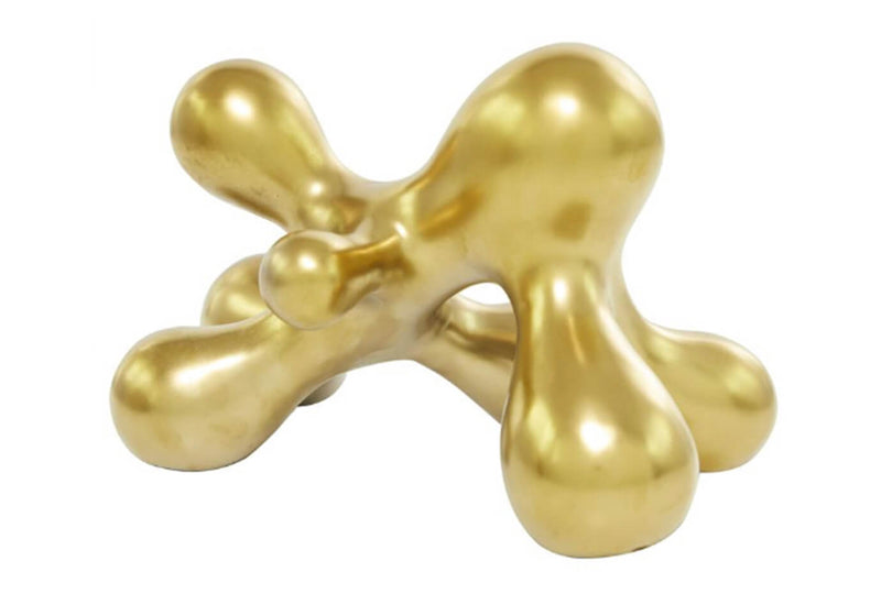 Escultura Molécula Abstracta Porcelana Dorado Brillante