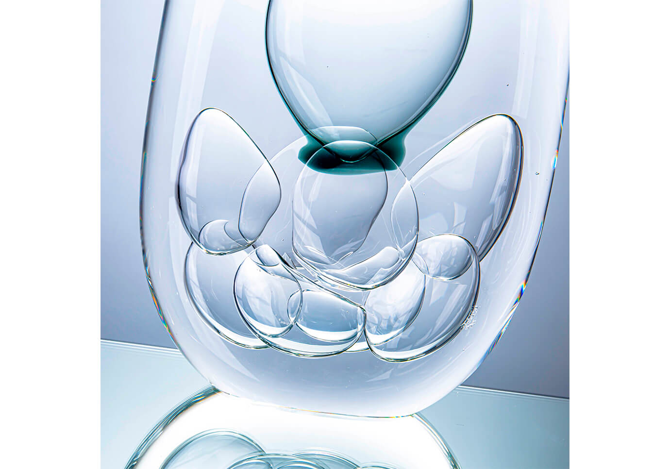 Florero Plano de Cristal Multicolor con Burbujas Grande