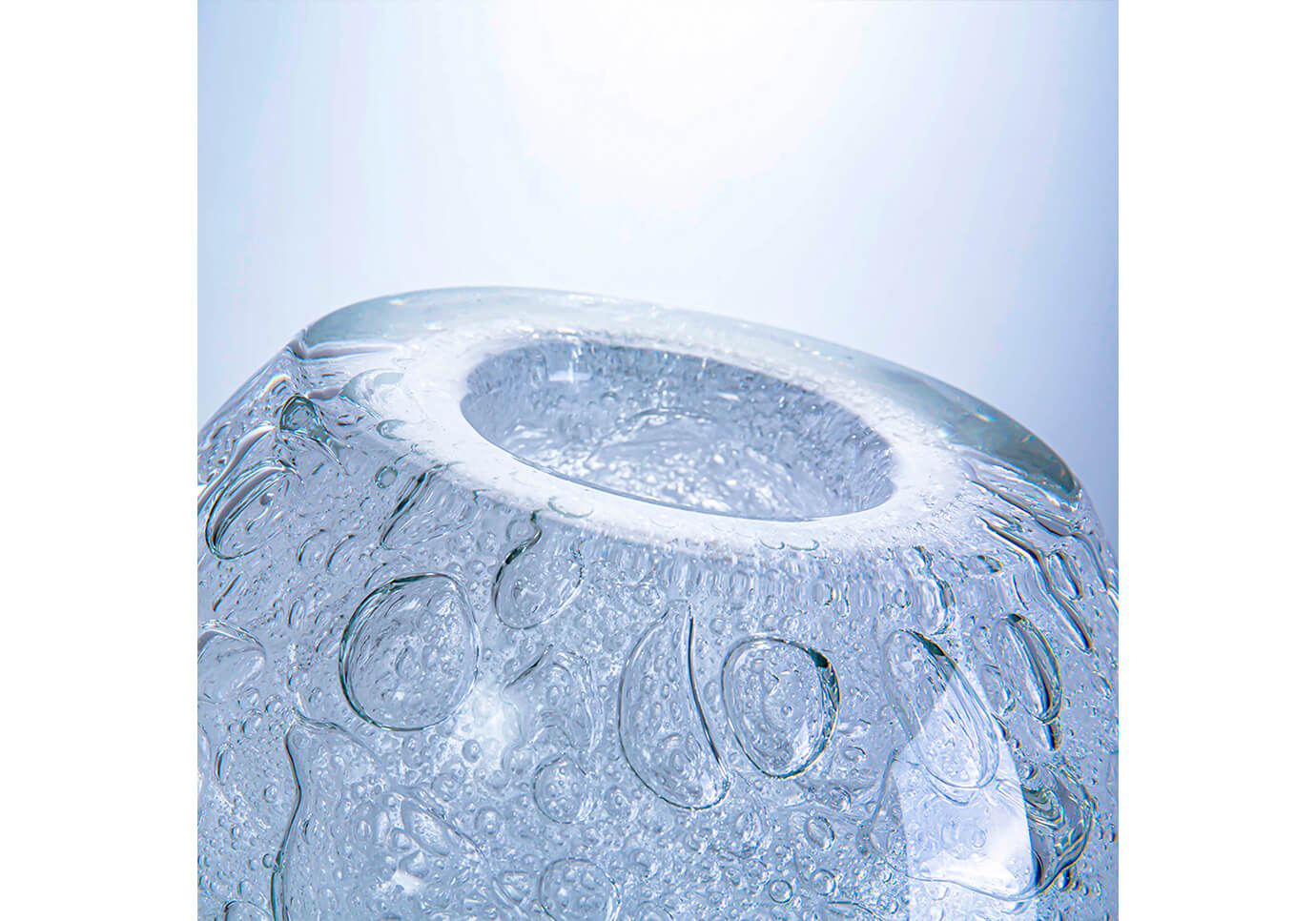 Florero Trompo de Cristal Burbujeante Grande