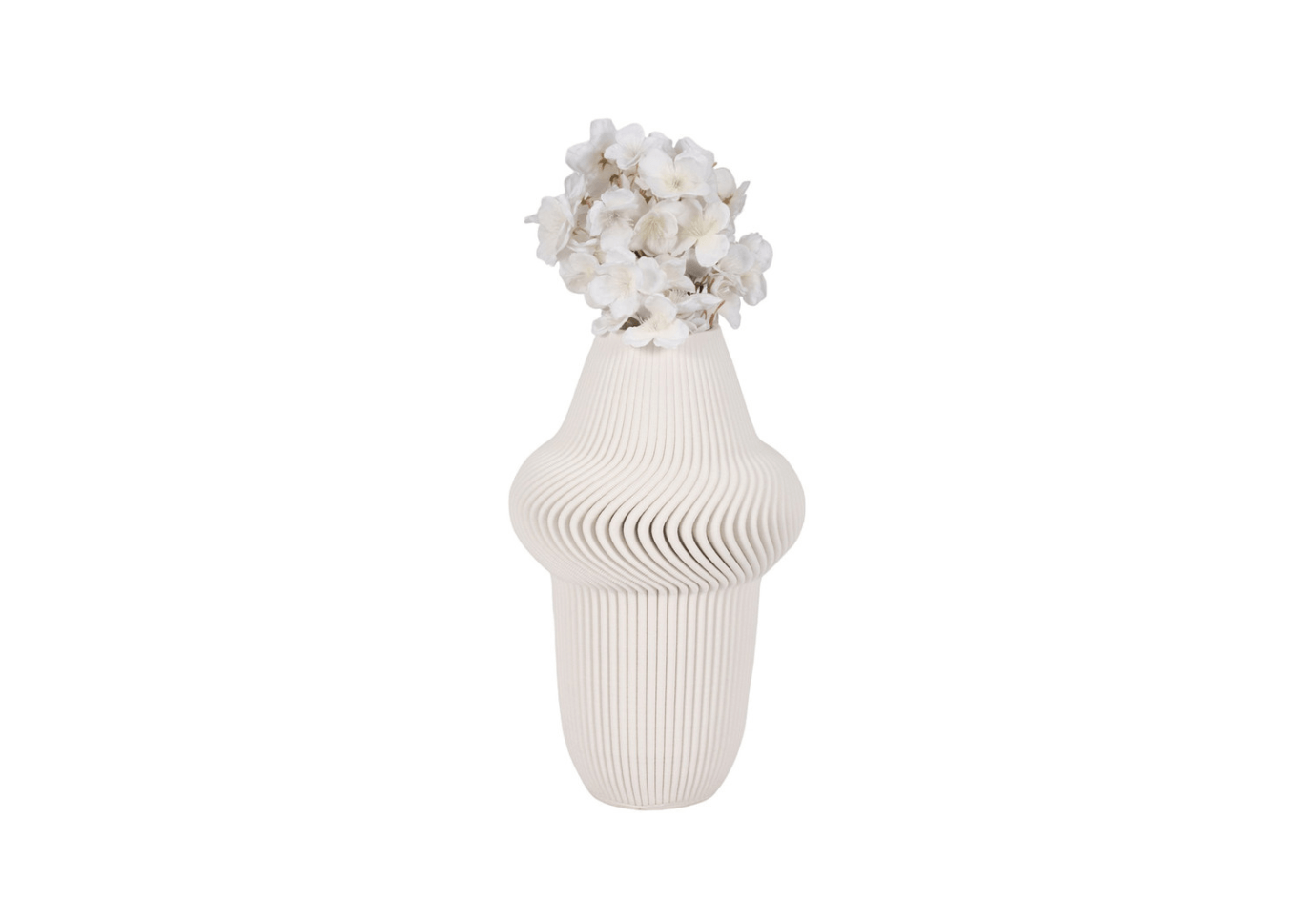 Florero de Cerámica Ivory con Borde Central