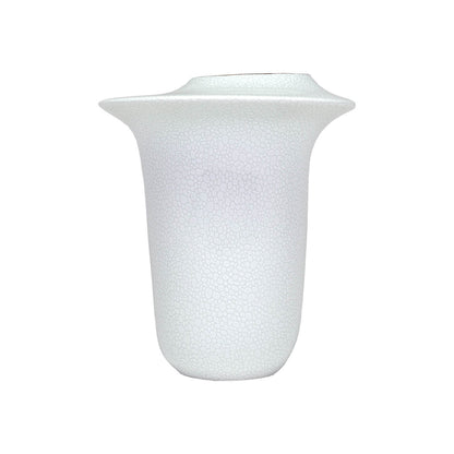 Florero de Porcelana Blanco Texturada de Bolitas con Filo Dorado