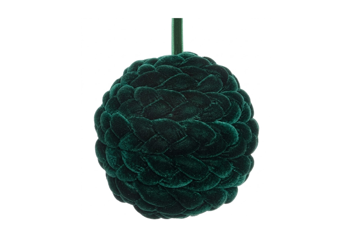 Esfera Trenzada de Terciopelo en Verde